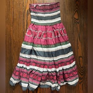 Moda International Floral Striped Strapless Dress (S)